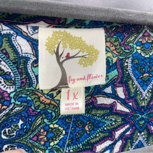 FIG AND FLOWER Multicolor Floral Lightweight Popover Tunic Top Size 1X NWT - Picture 6 of 14